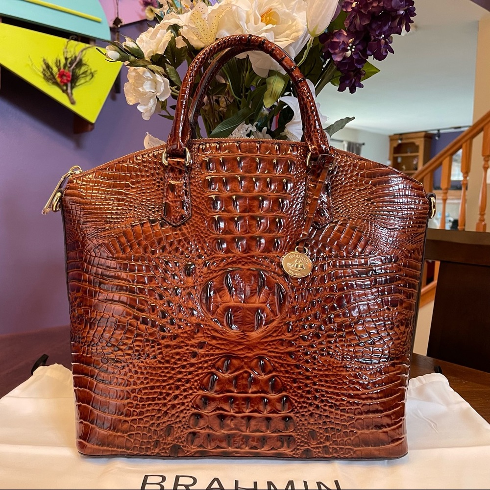 CLASSIC COLOR! NWOT Brahmin Pecan Large Duxbury Satchel Bag
